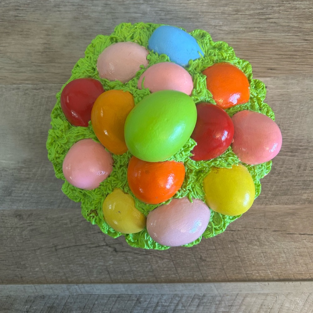 Easter Centerpiece Decor Hand Crafted Pottery Easter Egg Cupcake 6” Long 5” Tall - Picture 5 of 10